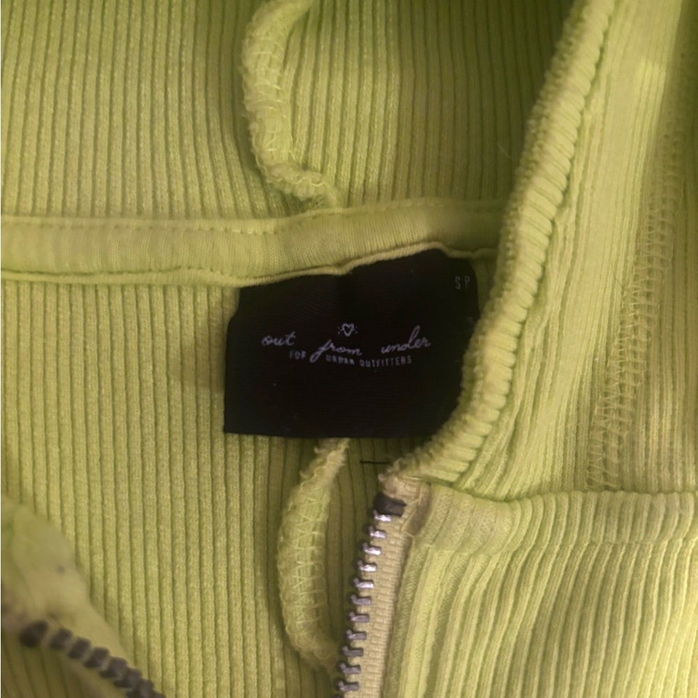 Urban Outfitters Lime Green Ribbed Zip-Up - Picture 2 of 6